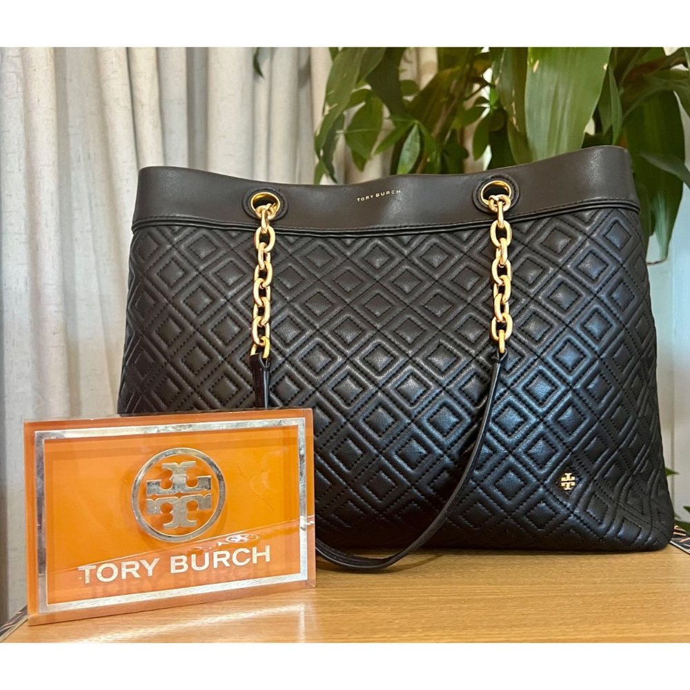 ♦️♦️  TORY BURCH AUTHENTIC BLACK LEATHER FLEMING/ALEXA HANDBAG ♦️♦️